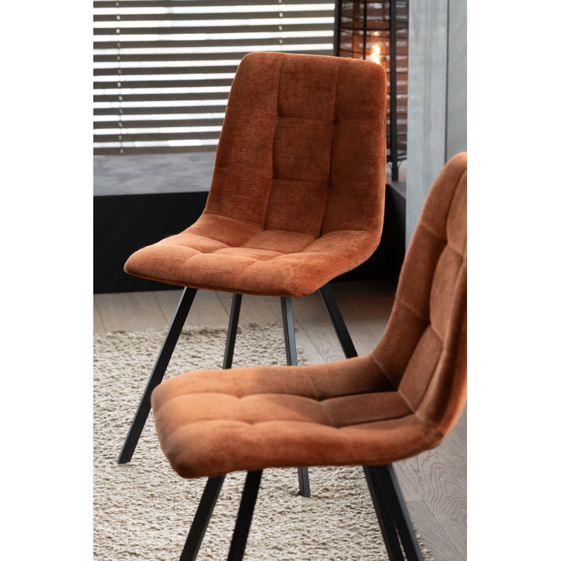 Chaise moderne en Tissu Terracotta Métal Noir Kent J-Line - 2