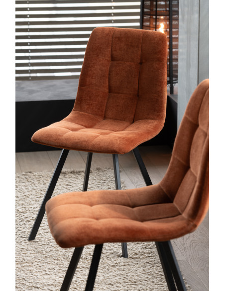 Chaise moderne en Tissu Terracotta Métal Noir Kent J-Line - 2