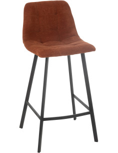 Tabouret de bar moderne en Tissu Terracotta Métal Noir Kent - 1