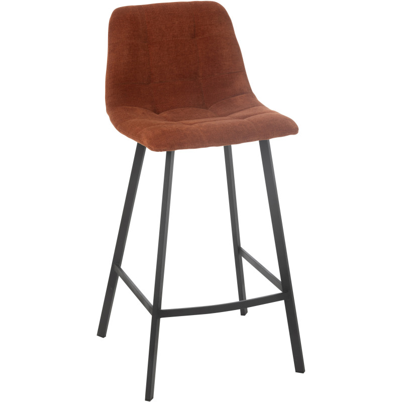 Tabouret de bar moderne en Tissu Terracotta Métal Noir Kent - 1