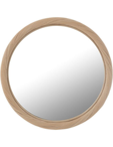 Miroir moderne Mural Rond 50x50 en Rotin Naturel Tressé Tyvor - 1