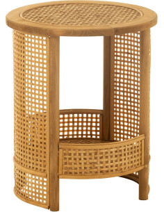 Table d'appoint vintage 1 étagère en Bois Bambou Naturel Effet cannage Zelmar - 1
