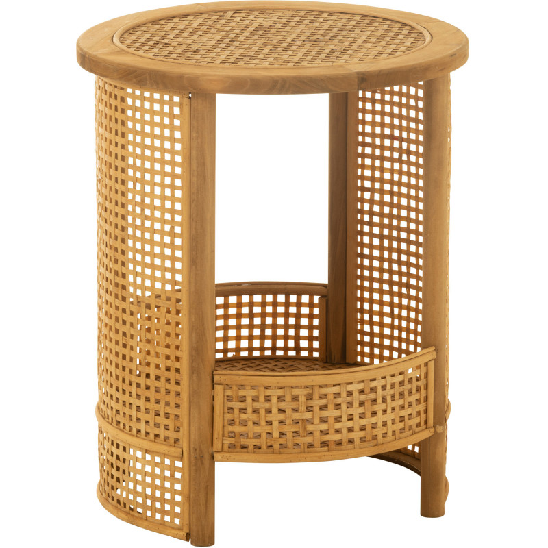 Table d'appoint vintage 1 étagère en Bois Bambou Naturel Effet cannage Zelmar - 1
