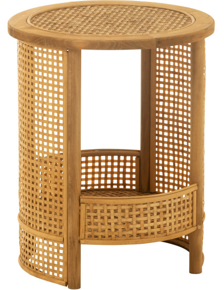 Table d'appoint vintage 1 étagère en Bois Bambou Naturel Effet cannage Zelmar - 1