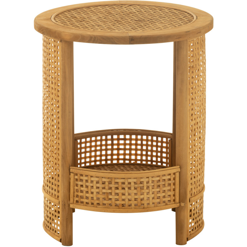 Table d'appoint vintage 1 étagère en Bois Bambou Naturel Effet cannage Zelmar - 2