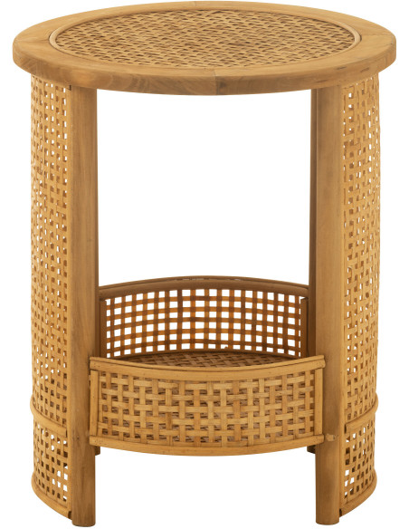 Table d'appoint vintage 1 étagère en Bois Bambou Naturel Effet cannage Zelmar - 2