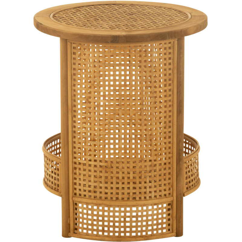 Table d'appoint vintage 1 étagère en Bois Bambou Naturel Effet cannage Zelmar - 3