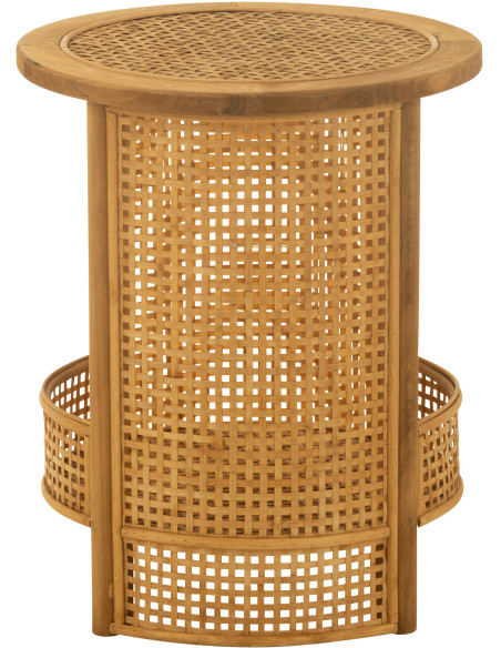 Table d'appoint vintage 1 étagère en Bois Bambou Naturel Effet cannage Zelmar - 3