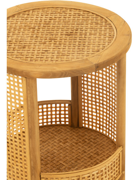 Table d'appoint vintage 1 étagère en Bois Bambou Naturel Effet cannage Zelmar - 5