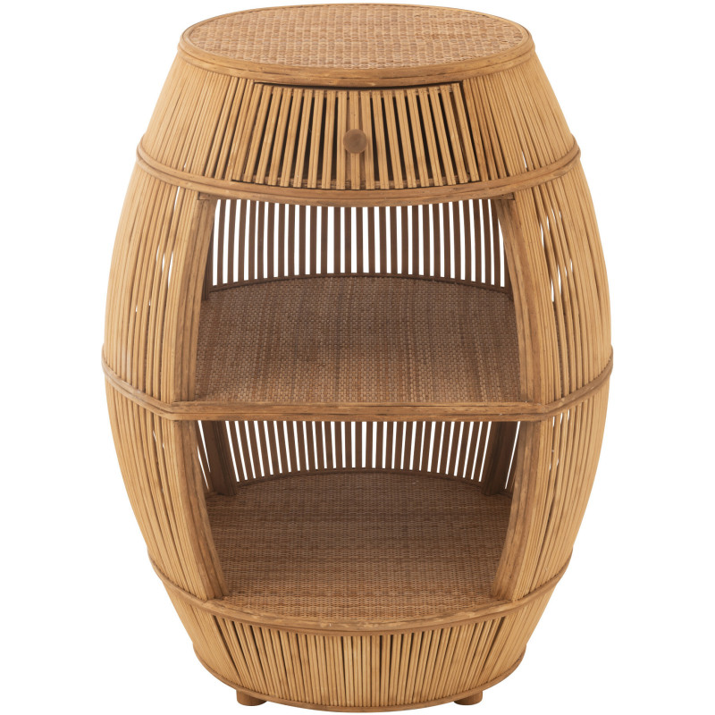 Meuble de rangement vintage 1 tiroir 2 étagères en Rotin Bambou Naturel Tressé Barrel - 2