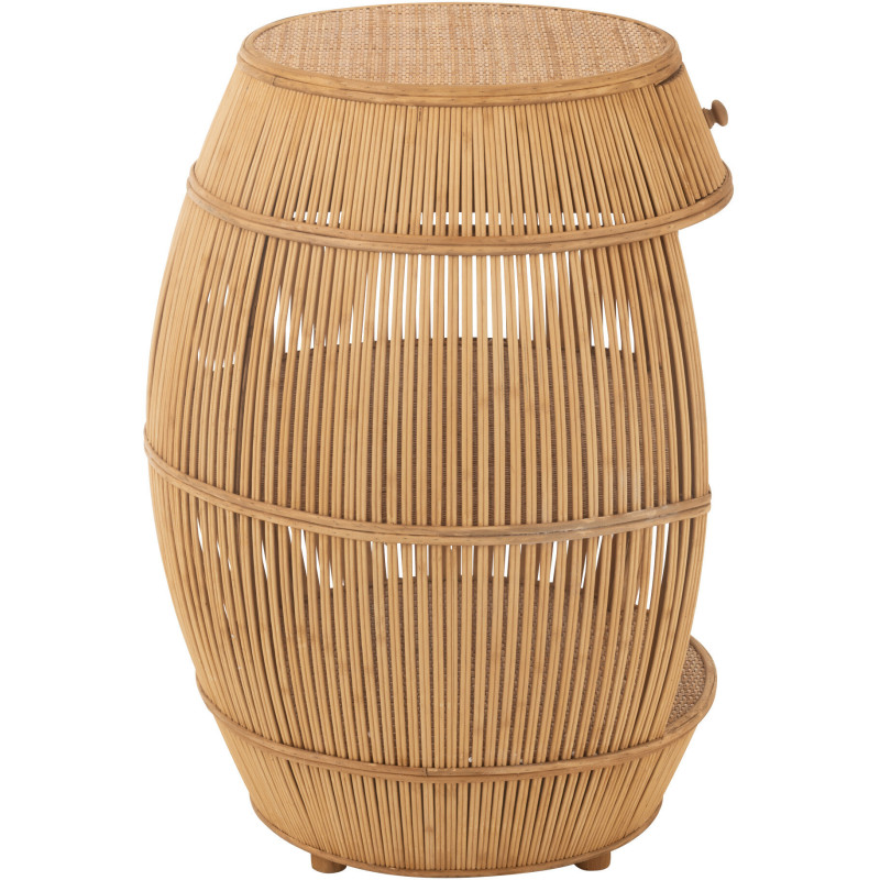 Meuble de rangement vintage 1 tiroir 2 étagères en Rotin Bambou Naturel Tressé Barrel - 3