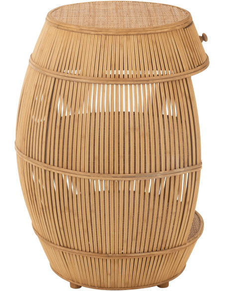 Meuble de rangement vintage 1 tiroir 2 étagères en Rotin Bambou Naturel Tressé Barrel - 3