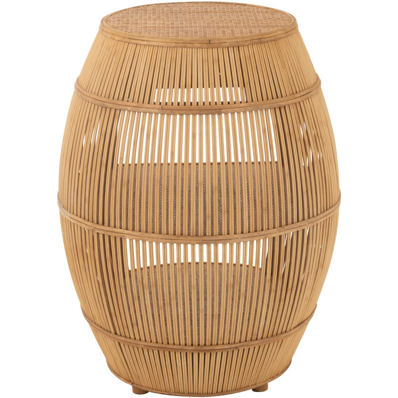 Meuble de rangement vintage 1 tiroir 2 étagères en Rotin Bambou Naturel Tressé Barrel - 4