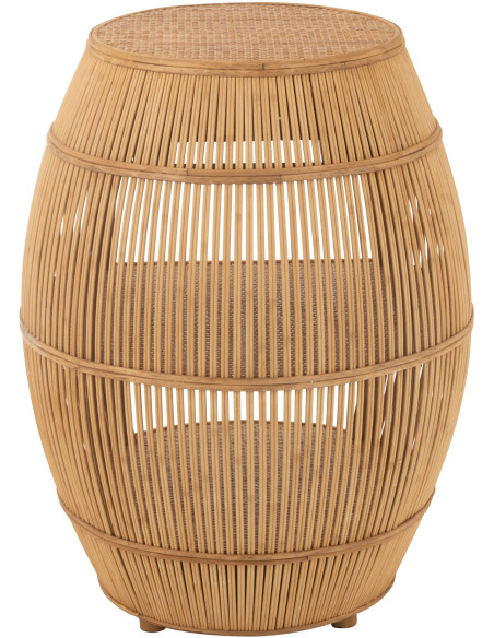 Meuble de rangement vintage 1 tiroir 2 étagères en Rotin Bambou Naturel Tressé Barrel - 4