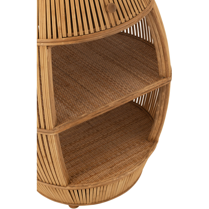 Meuble de rangement vintage 1 tiroir 2 étagères en Rotin Bambou Naturel Tressé Barrel - 6