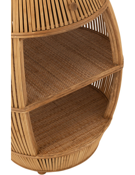 Meuble de rangement vintage 1 tiroir 2 étagères en Rotin Bambou Naturel Tressé Barrel - 6
