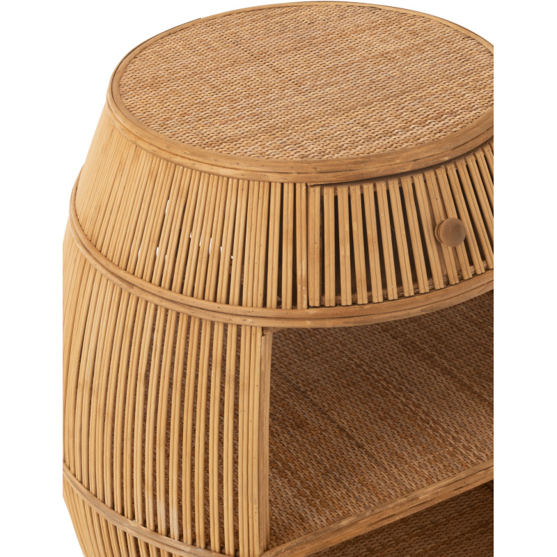 Meuble de rangement vintage 1 tiroir 2 étagères en Rotin Bambou Naturel Tressé Barrel - 7