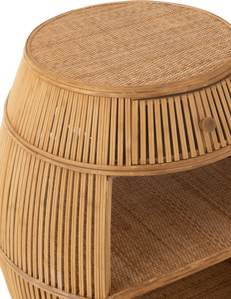 Meuble de rangement vintage 1 tiroir 2 étagères en Rotin Bambou Naturel Tressé Barrel - 7