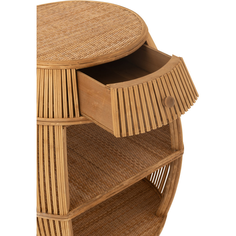 Meuble de rangement vintage 1 tiroir 2 étagères en Rotin Bambou Naturel Tressé Barrel - 8