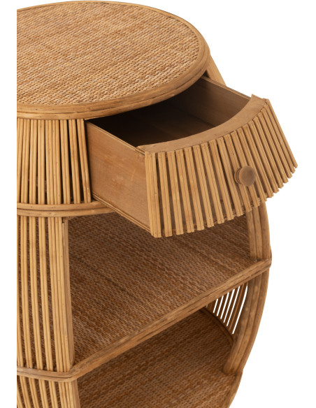 Meuble de rangement vintage 1 tiroir 2 étagères en Rotin Bambou Naturel Tressé Barrel - 8