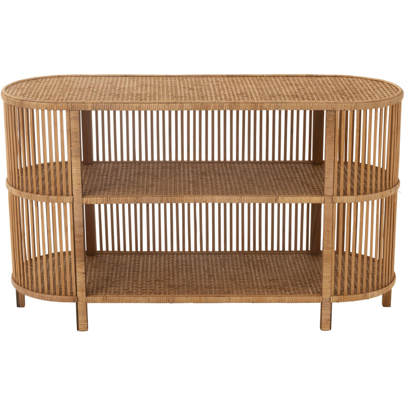 Console vintage Ovale 2 étagères en Rotin Bambou Naturel Tressé Exo - 2