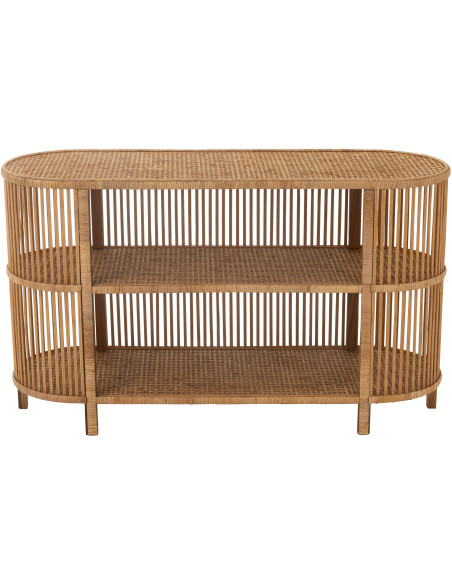 Console vintage Ovale 2 étagères en Rotin Bambou Naturel Tressé Exo - 2