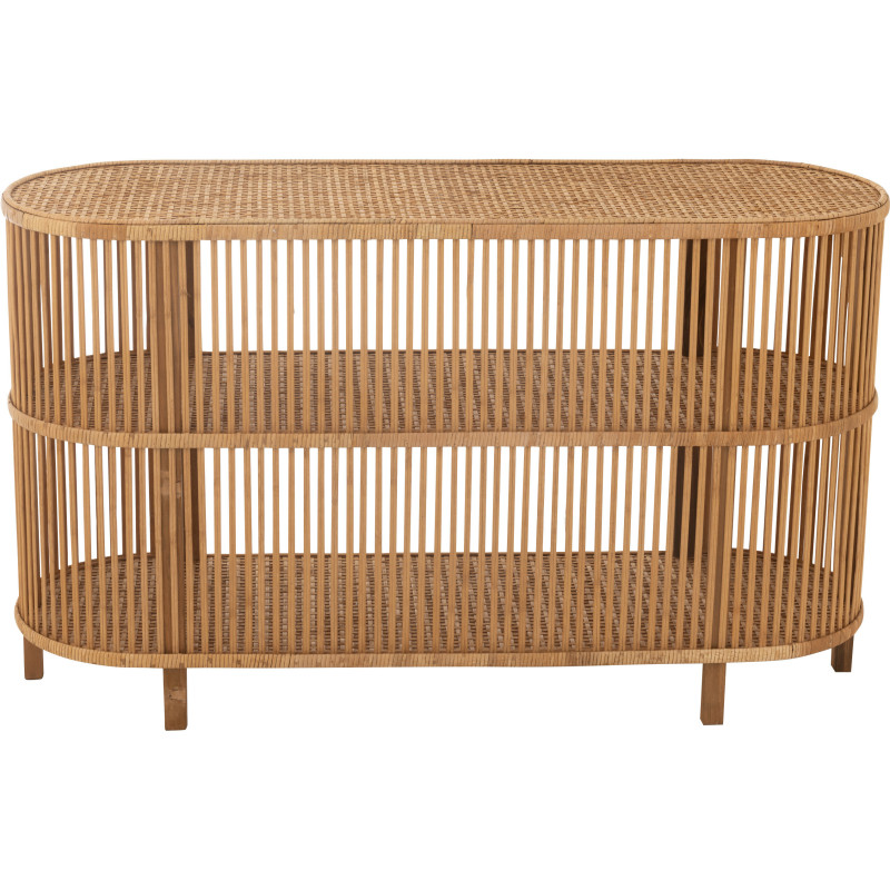 Console vintage Ovale 2 étagères en Rotin Bambou Naturel Tressé Exo - 4