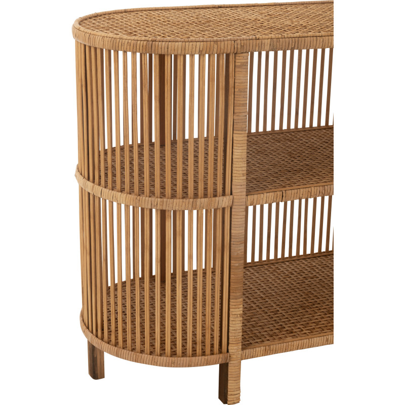 Console vintage Ovale 2 étagères en Rotin Bambou Naturel Tressé Exo - 5