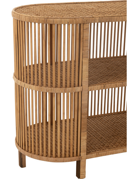 Console vintage Ovale 2 étagères en Rotin Bambou Naturel Tressé Exo - 5