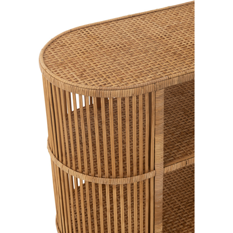 Console vintage Ovale 2 étagères en Rotin Bambou Naturel Tressé Exo - 6