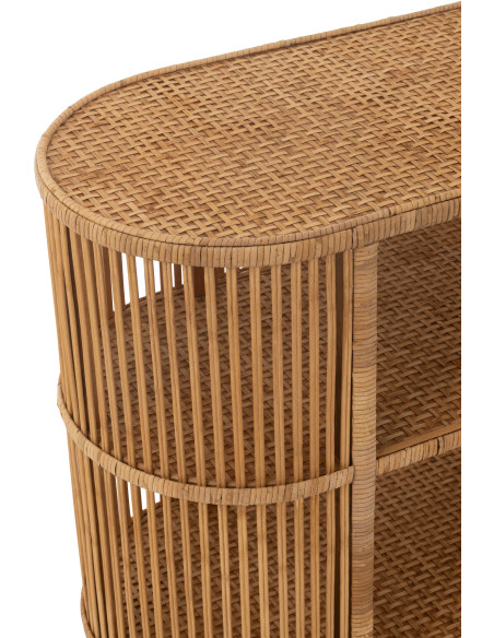 Console vintage Ovale 2 étagères en Rotin Bambou Naturel Tressé Exo - 6