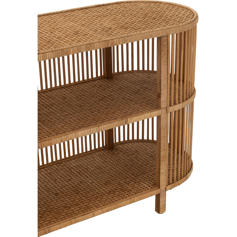 Console vintage Ovale 2 étagères en Rotin Bambou Naturel Tressé Exo - 7