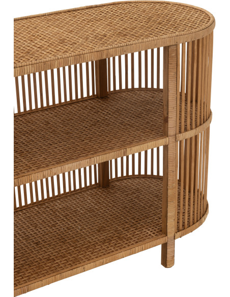 Console vintage Ovale 2 étagères en Rotin Bambou Naturel Tressé Exo - 7