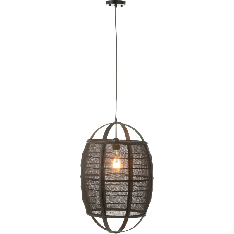 Suspension Japonaise Diamètre 37 cm en Lin Bambou Noir Ion - 1