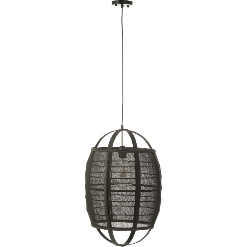 Suspension Japonaise Diamètre 37 cm en Lin Bambou Noir Ion - 2