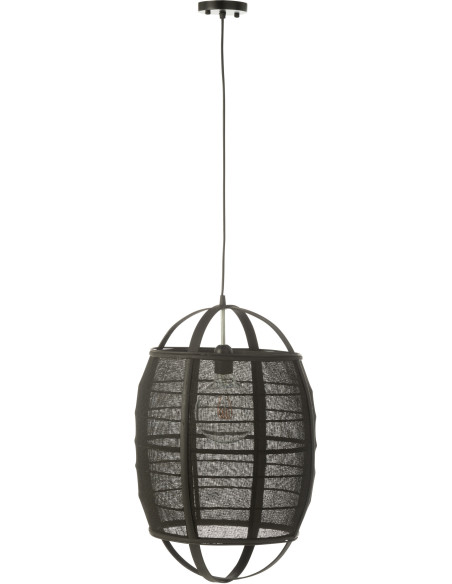 Suspension Japonaise Diamètre 37 cm en Lin Bambou Noir Ion - 2