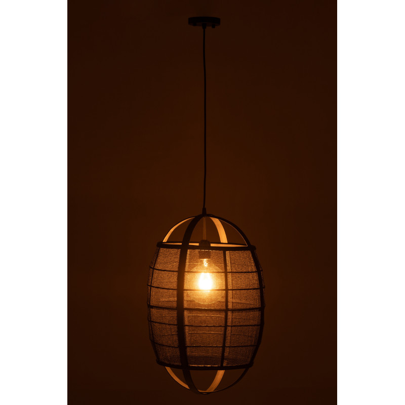 Suspension Japonaise Diamètre 37 cm en Lin Bambou Noir Ion - 3