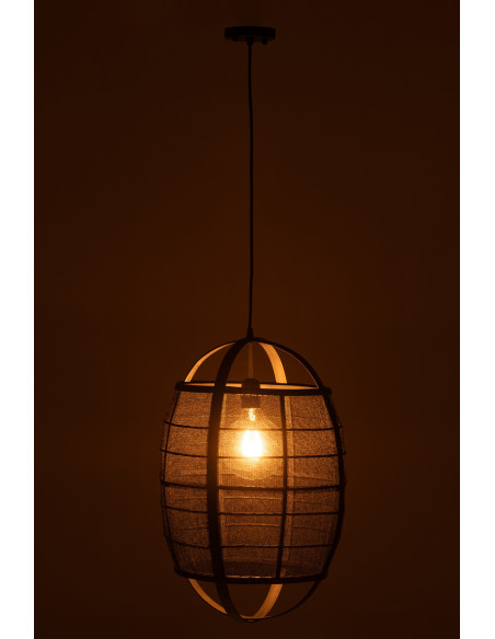 Suspension Japonaise Diamètre 37 cm en Lin Bambou Noir Ion - 3