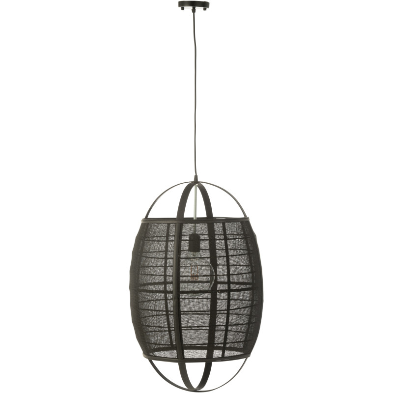 Suspension Japonaise Diamètre 43 cm en Lin Bambou Noir Ion - 2