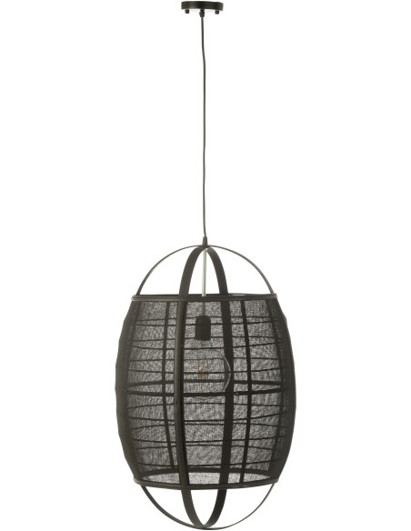 Suspension Japonaise Diamètre 43 cm en Lin Bambou Noir Ion - 2