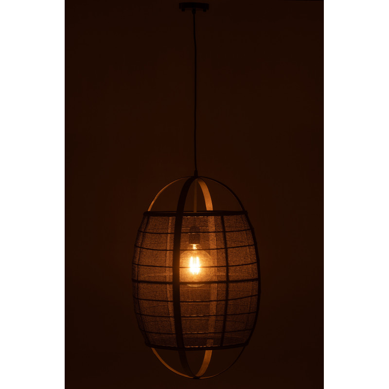 Suspension Japonaise Diamètre 43 cm en Lin Bambou Noir Ion - 3