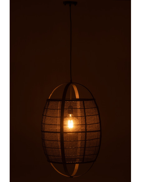 Suspension Japonaise Diamètre 43 cm en Lin Bambou Noir Ion - 3