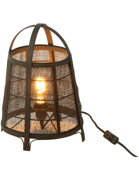 Lampe à poser japonaise Hauteur 35 cm en Coton Bambou Noir Rya - 1