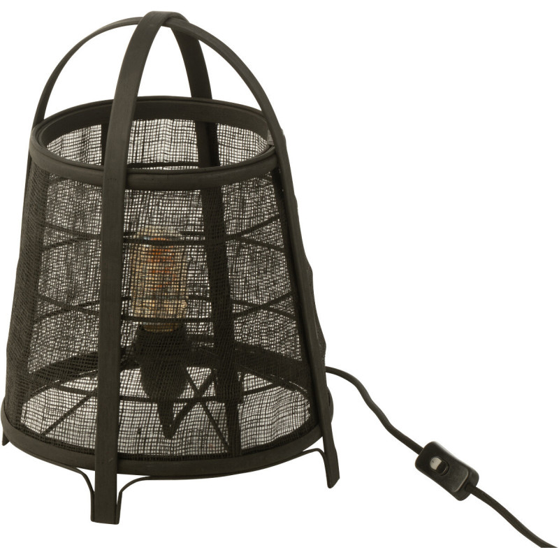 Lampe à poser japonaise Hauteur 35 cm en Coton Bambou Noir Rya - 2