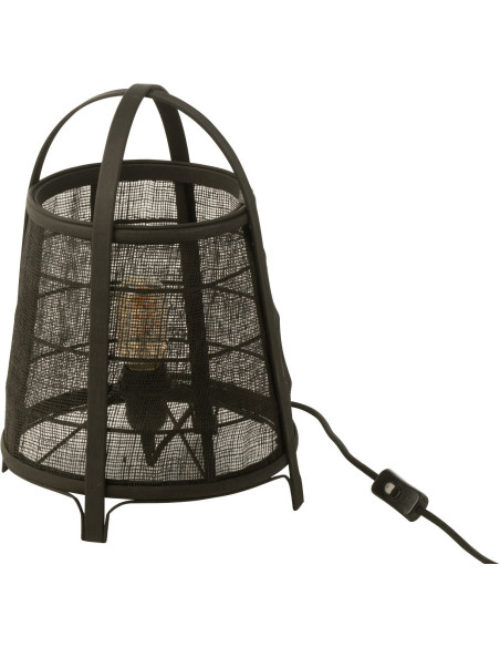 Lampe à poser japonaise Hauteur 35 cm en Coton Bambou Noir Rya - 2