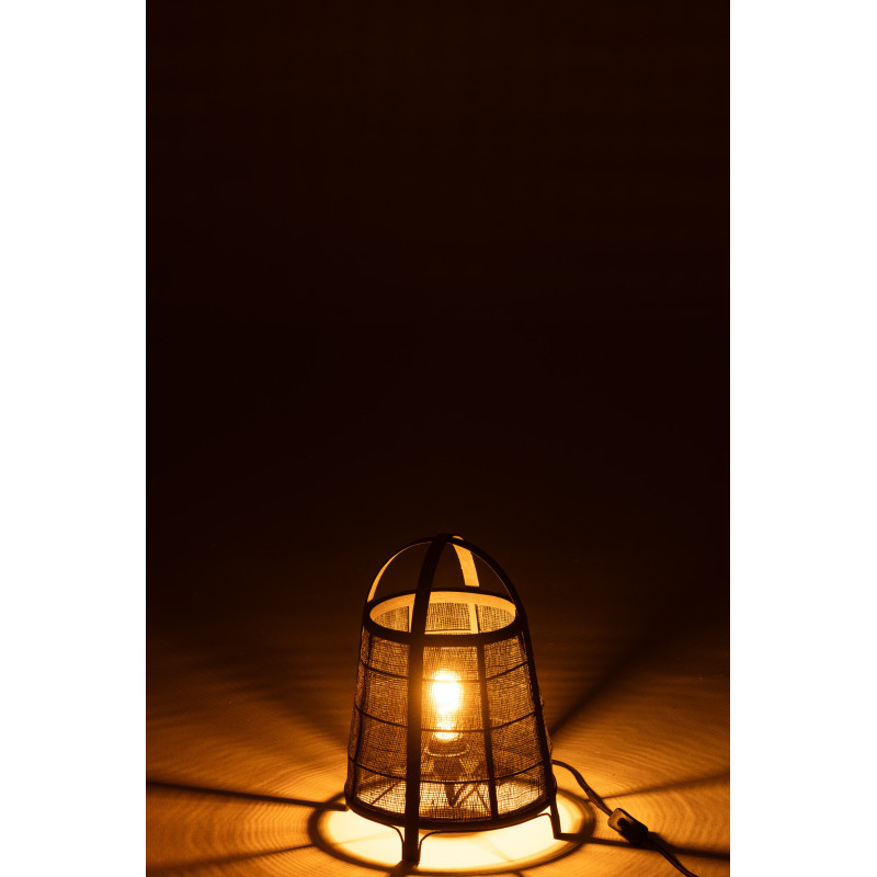 Lampe à poser japonaise Hauteur 35 cm en Coton Bambou Noir Rya - 3