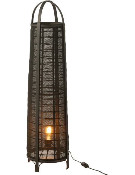 Lampadaire japonais Hauteur 100 cm en Coton Bambou Noir Don - 1