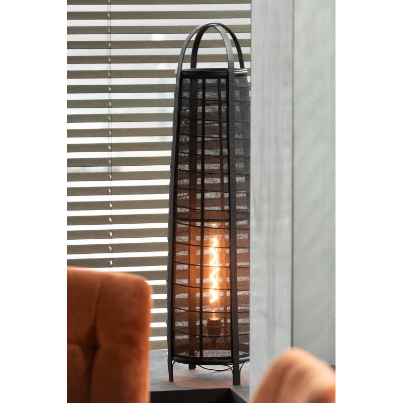 Lampadaire japonais Hauteur 100 cm en Coton Bambou Noir Don - 2