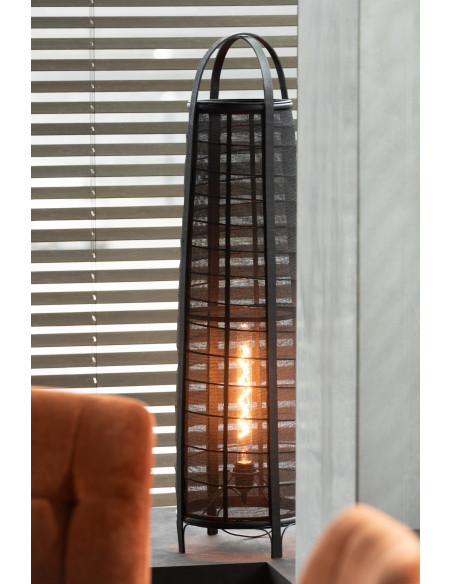 Lampadaire japonais Hauteur 100 cm en Coton Bambou Noir Don - 2