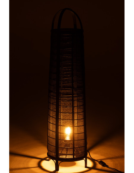 Lampadaire japonais Hauteur 100 cm en Coton Bambou Noir Don - 4